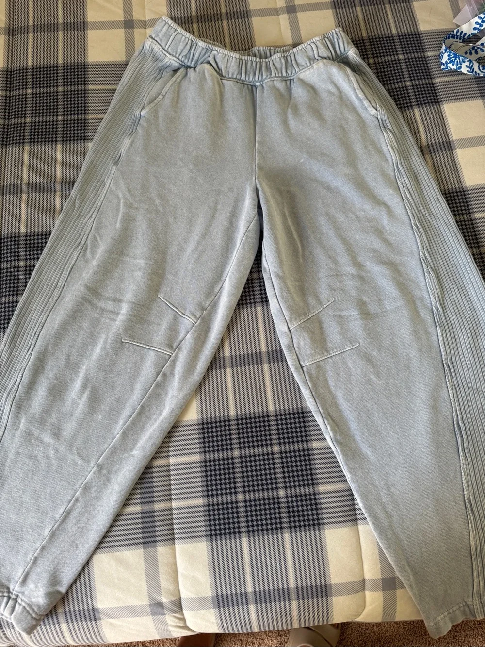 aerie Dusty Blue Button-Up Funnel Neck Pullover and barrel sweatpants set